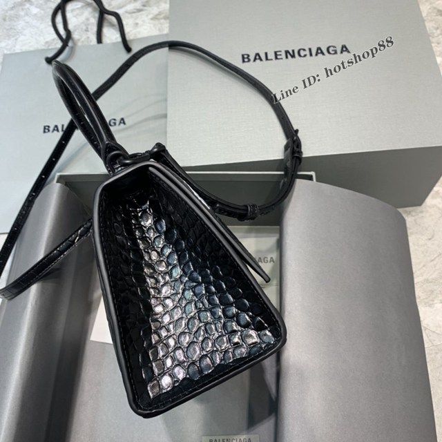 Balenciaga專櫃新款小號手提肩背女包原單沙漏包 巴黎世家鱷魚綠色綠扣沙漏包 fyj1394